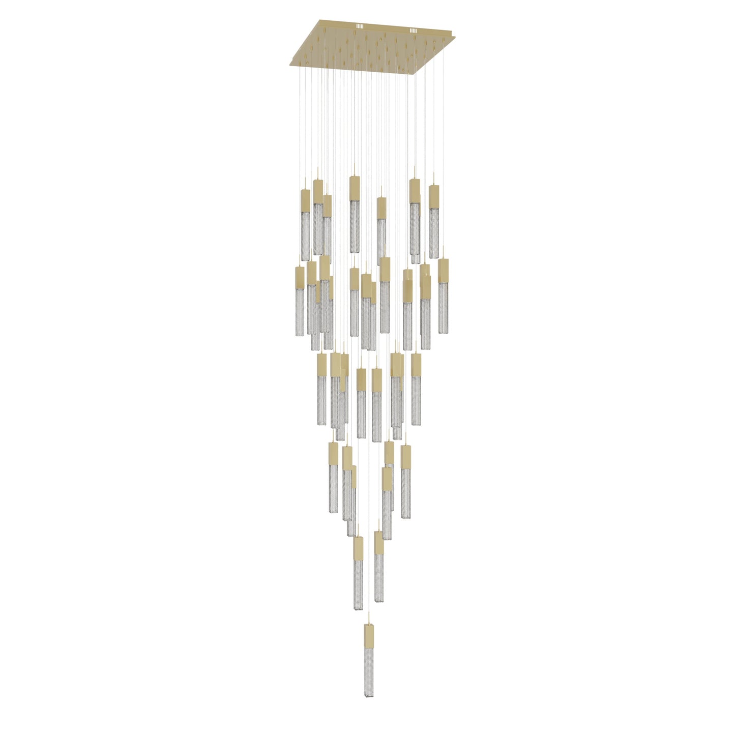 Boa 41-Light LED Brushed Brass Studded Glass Pendant Light