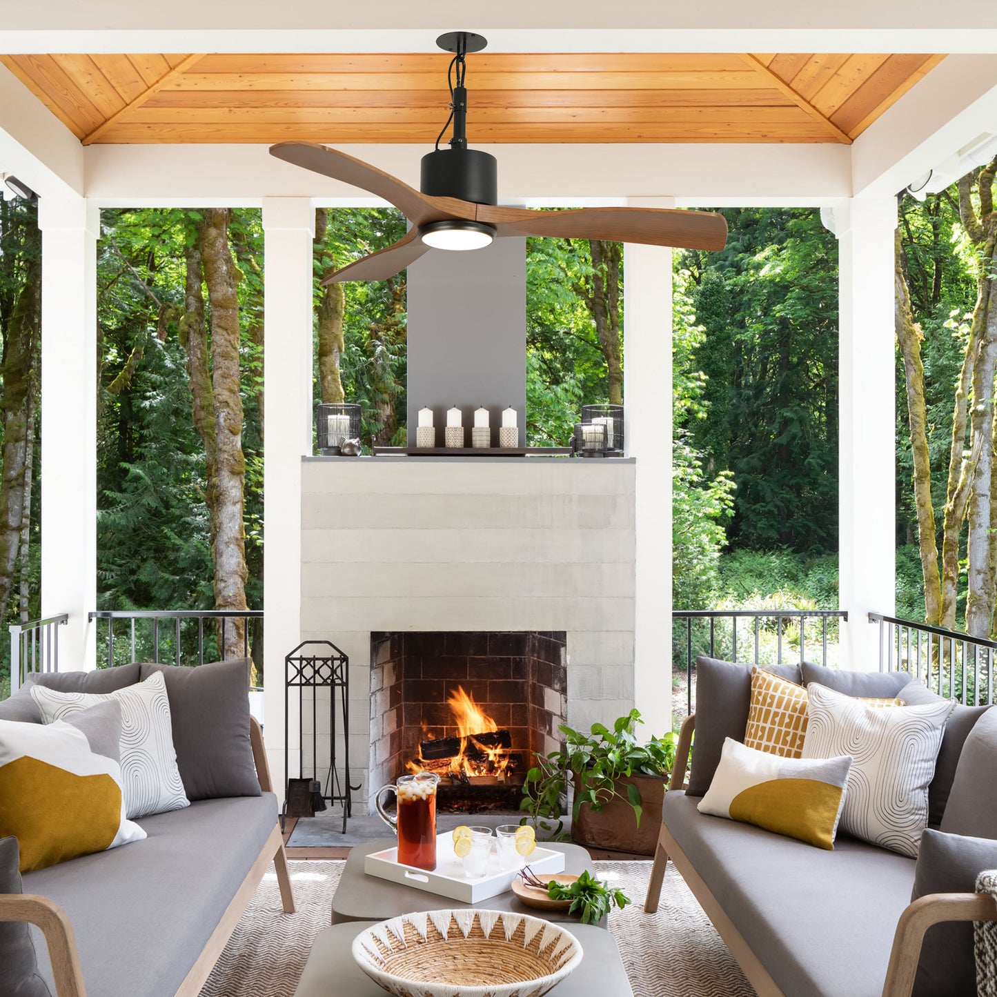 42" Indoor/Outdoor Black Plug-In Ceiling Fan with LED Light