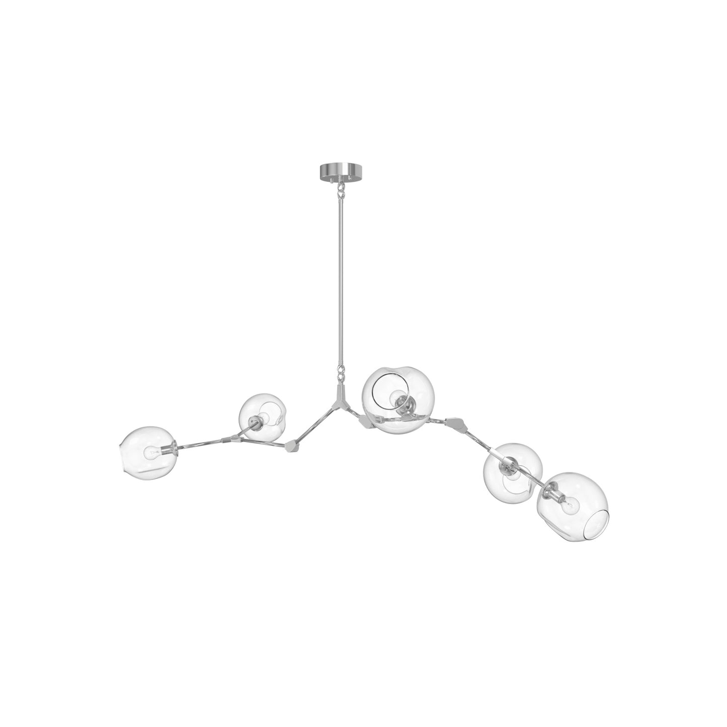 Fairfax Ave 5-Light Matte Chrome Hand-Blown Glass Chandelier