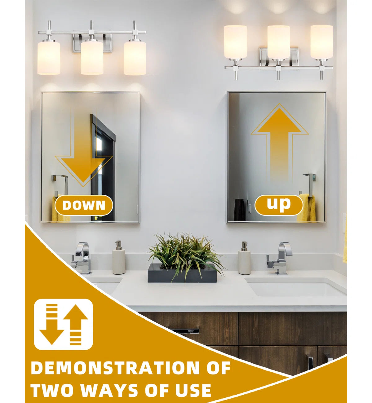 Jasper Brushed Nickel Frosted Glass 3-Light Bathroom Vanity Light