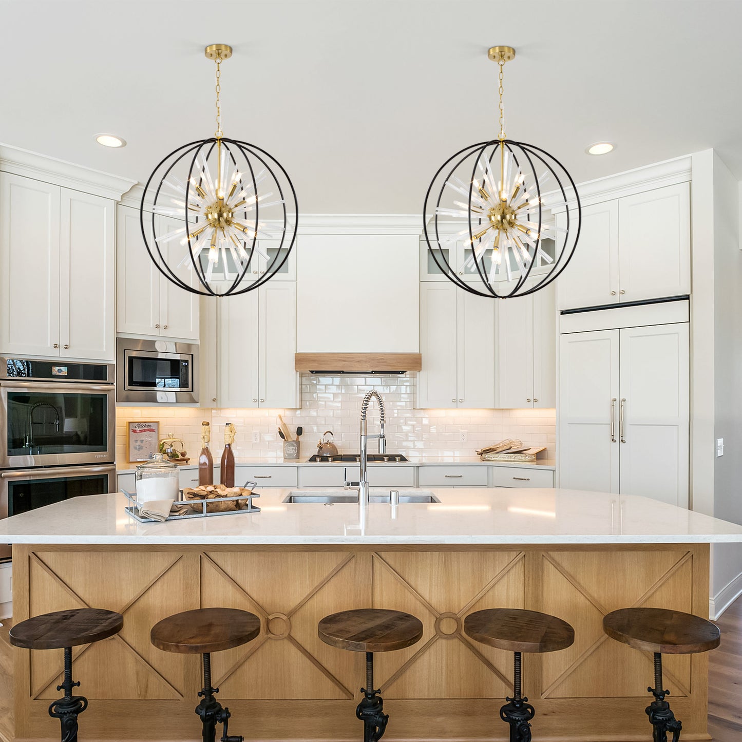 Brio 27" 10-light Modern Black and Gold Orb Chandelier