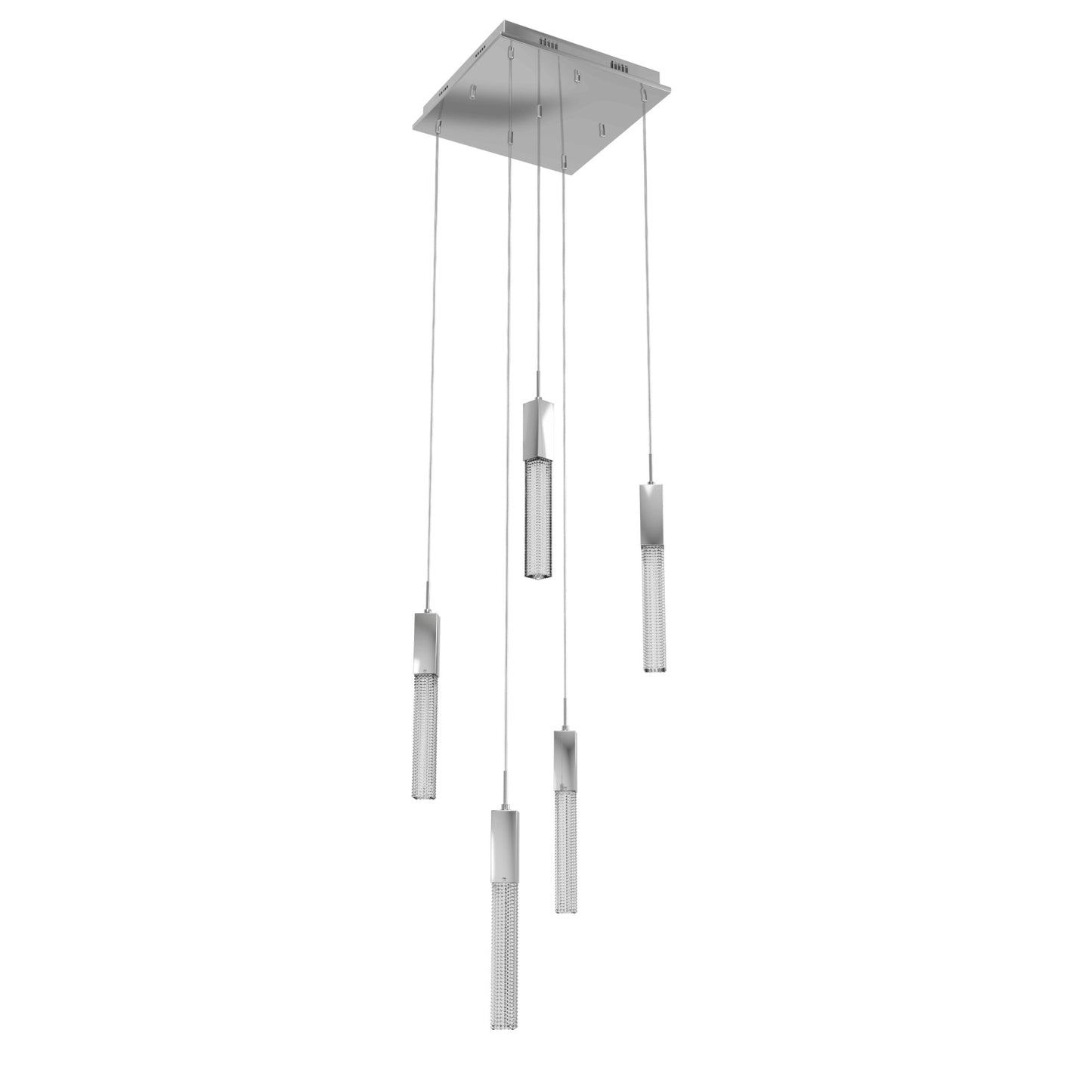 Boa 5-Light LED Polished Chrome Studded Glass Pendant Light