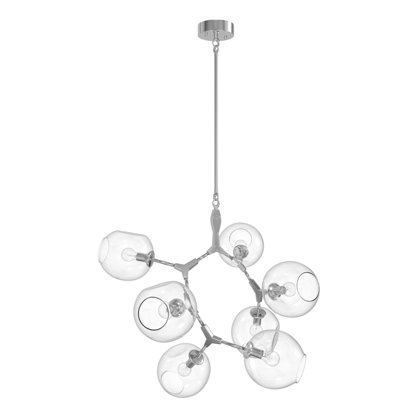 Fairfax Ave 7-Light Matte Chrome Hand-Blown Glass Chandelier