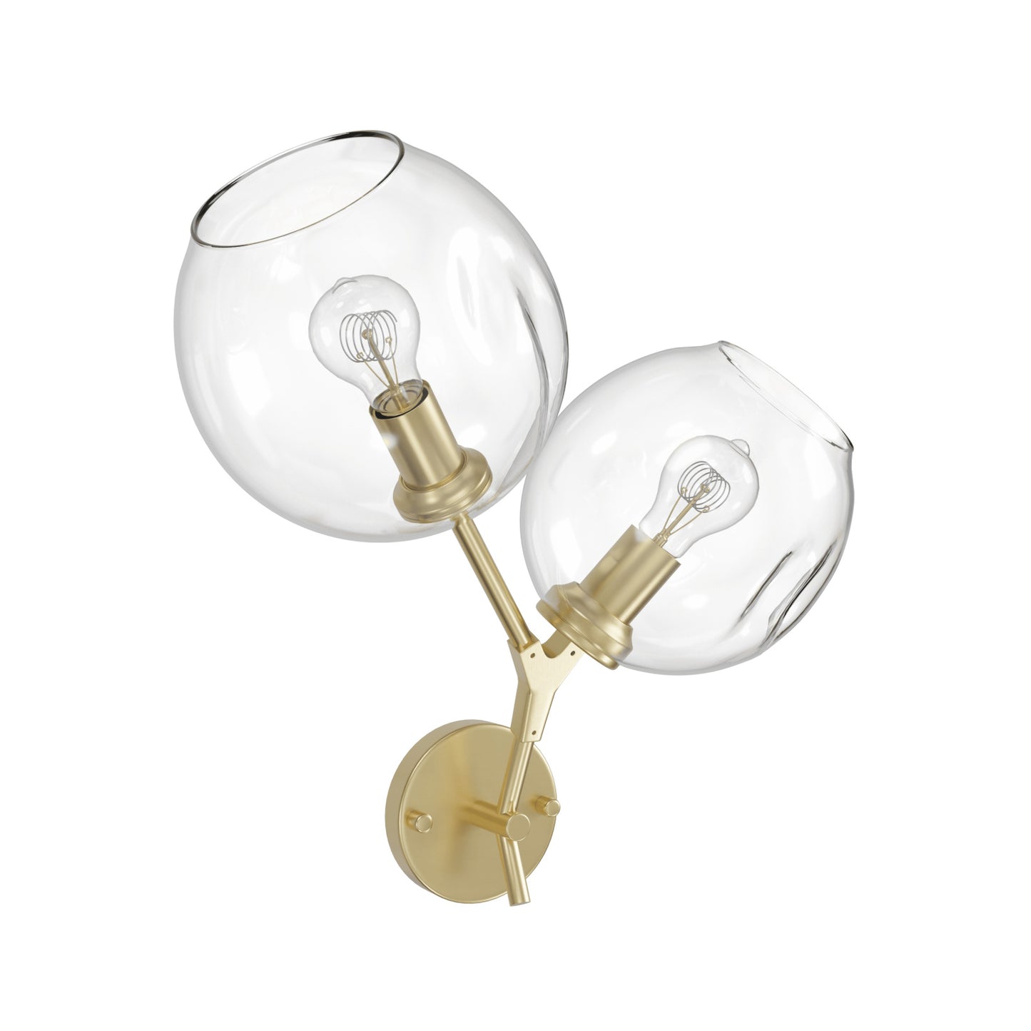 Fairfax Ave 2-Light Brushed Brass Hand-Blown Glass Wall Sconce