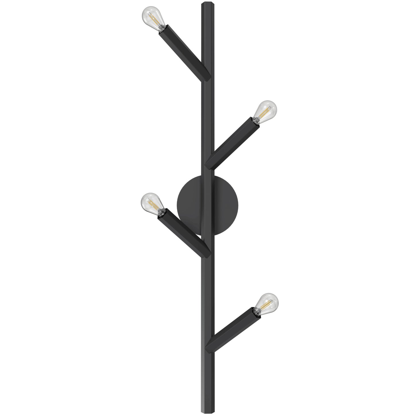 The Oaks Matte Black 4-Light Modern Branch Wall Sconce