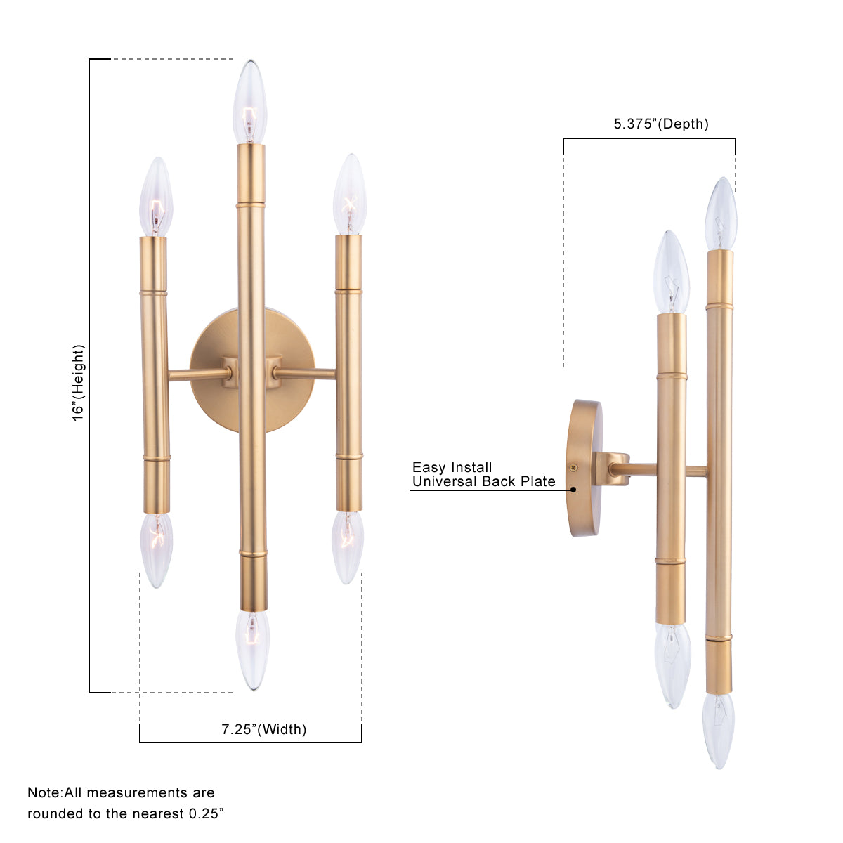 Ignis Mid-Century Modern Gold 6-Light Wall Sconce