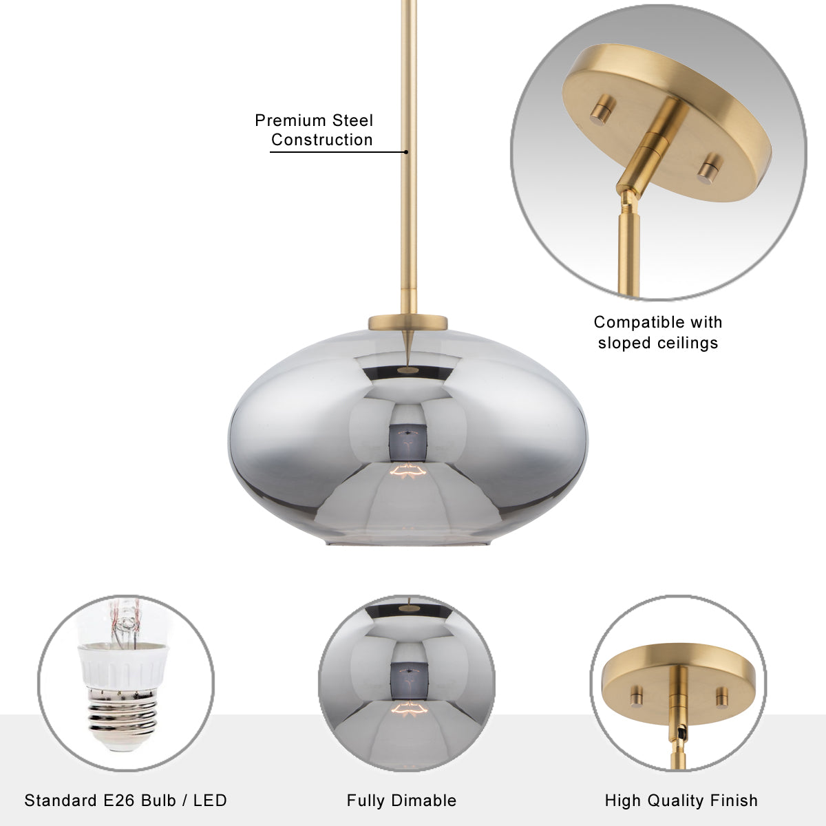 Megan 1-light Modern Gray Handblown Glass Mini Pendant Light