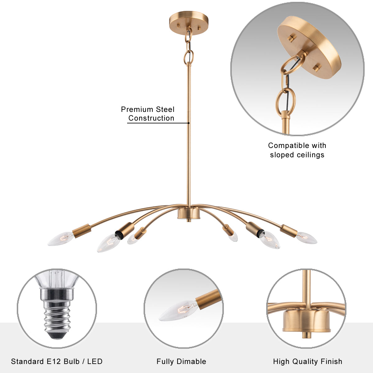Nimbus 6-Light Modern Gold Chandelier
