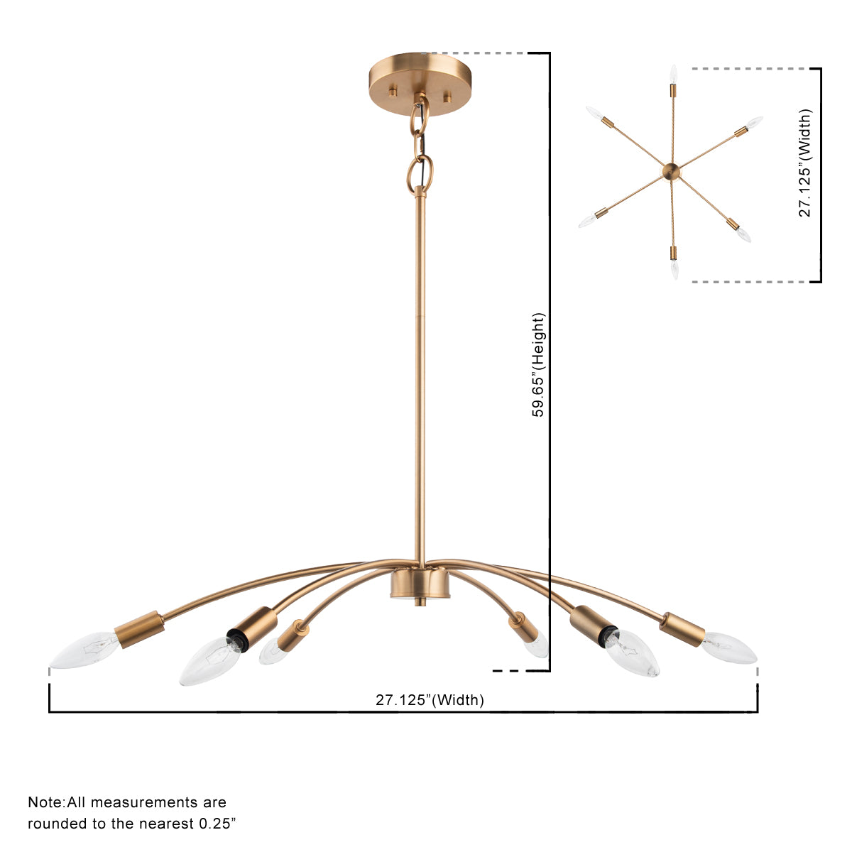 Nimbus 6-Light Modern Gold Chandelier