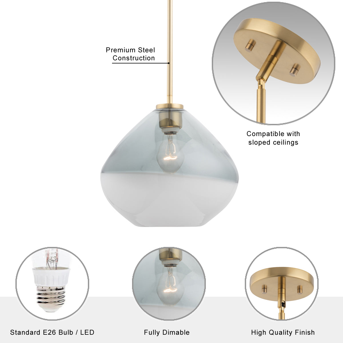 Pheobe 1-light Modern Handblown Glass Pendant Light