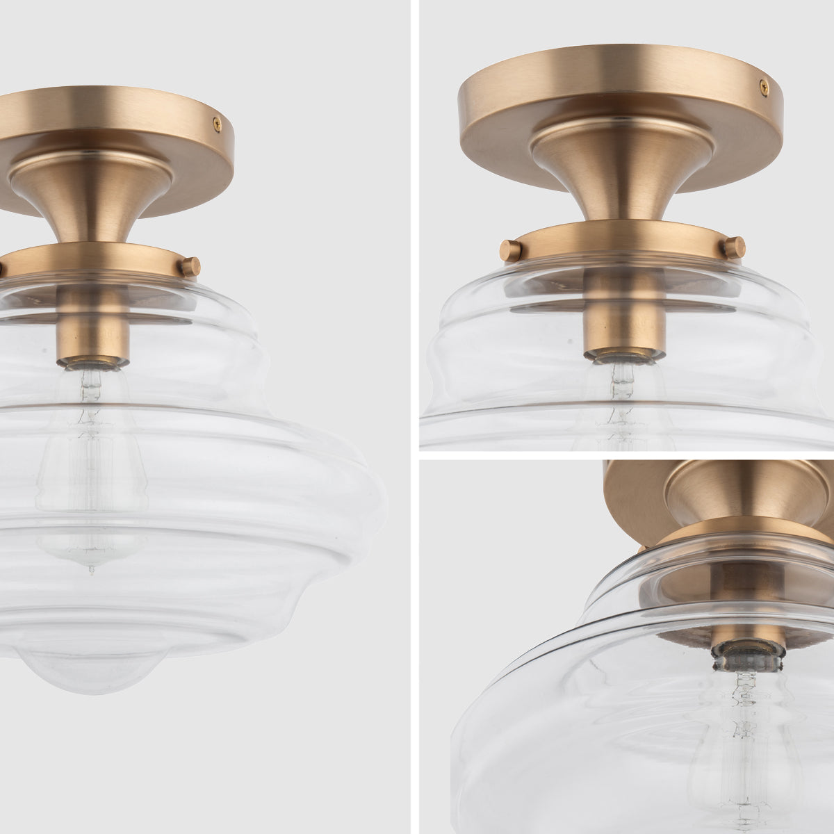 Solaria 1-Light Gold Farmhouse Semi Flush Mount Ceiling Light