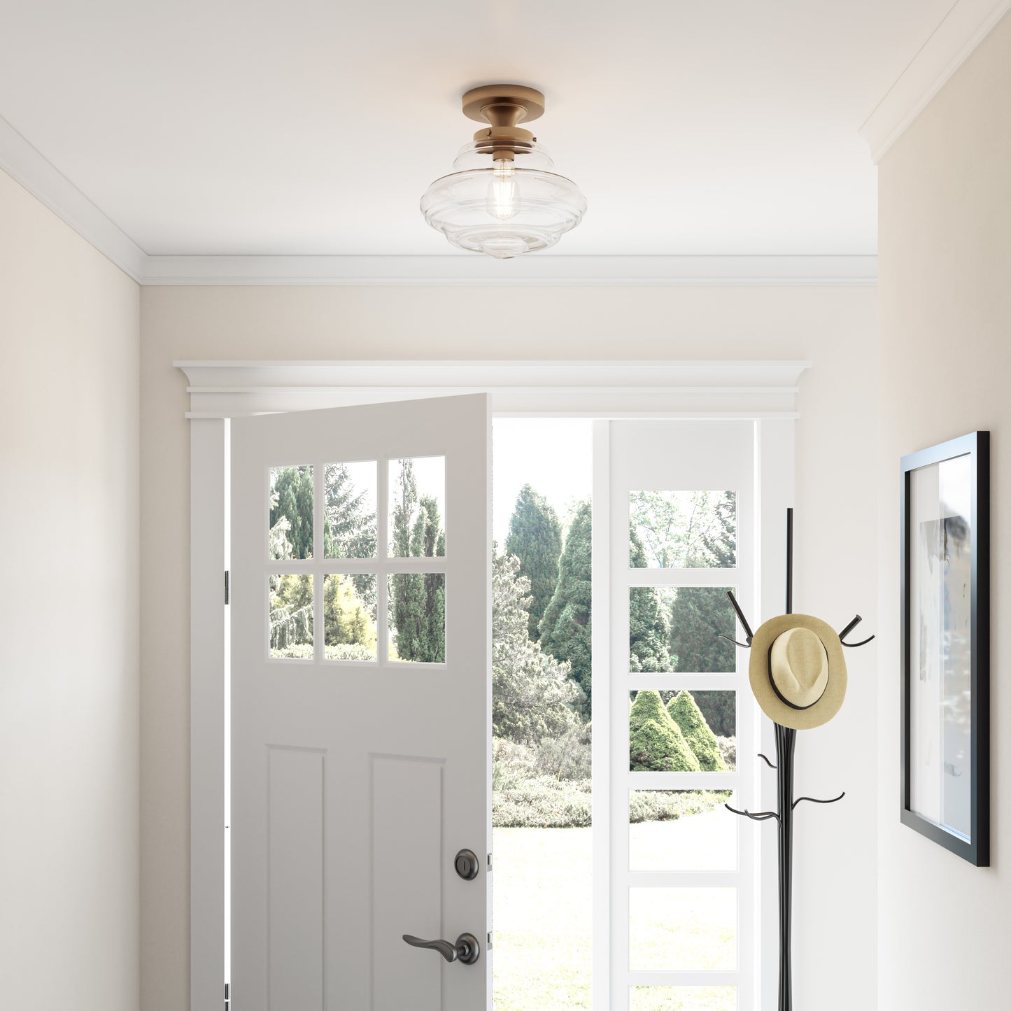 Solaria 1-Light Gold Farmhouse Semi Flush Mount Ceiling Light