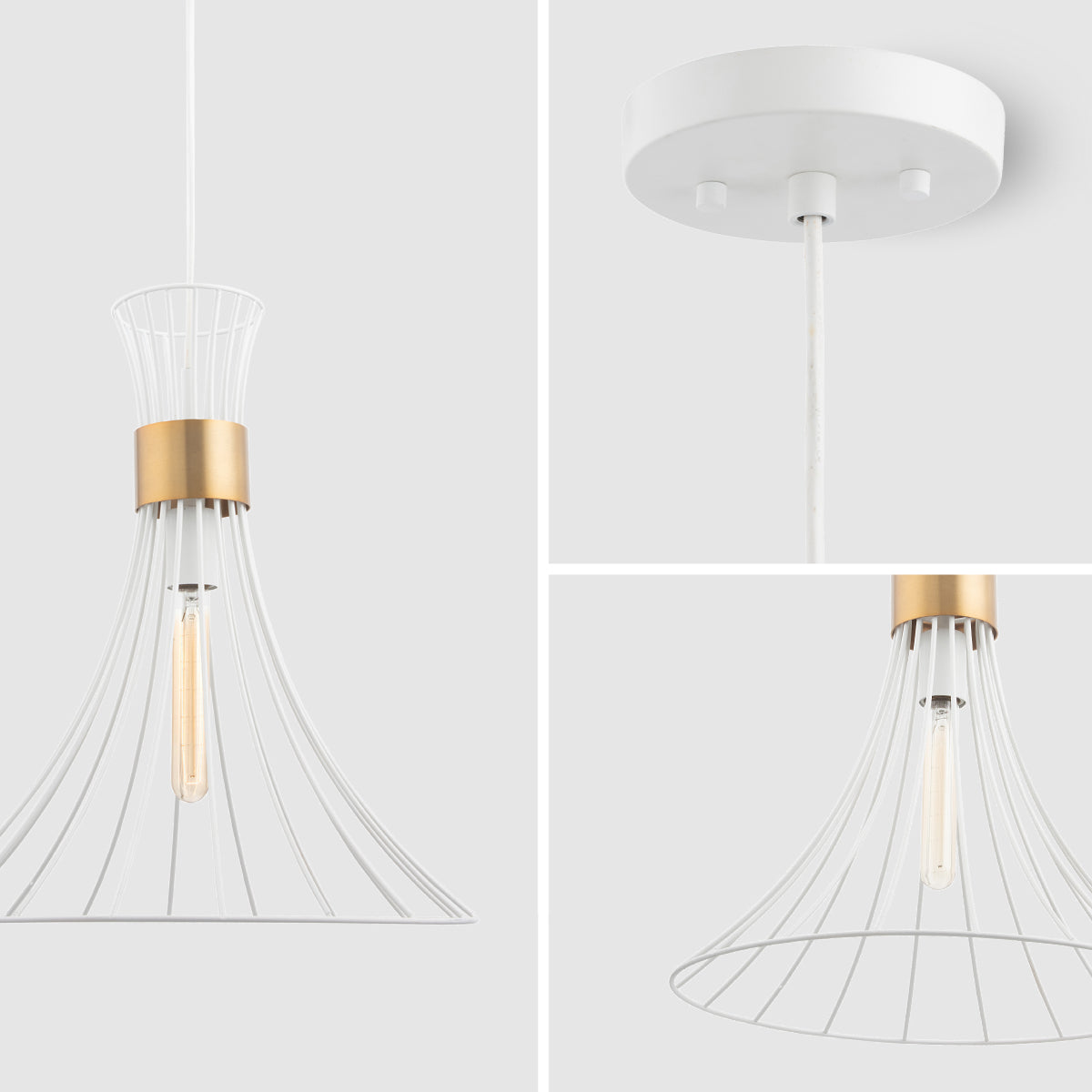 Zenith 1-Light White & Gold Pendant Light