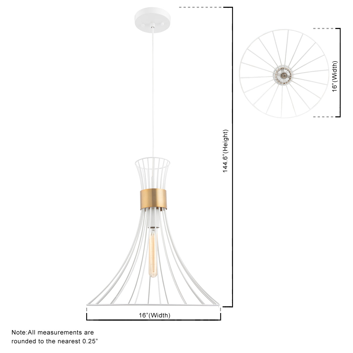 Zenith 1-Light White & Gold Pendant Light