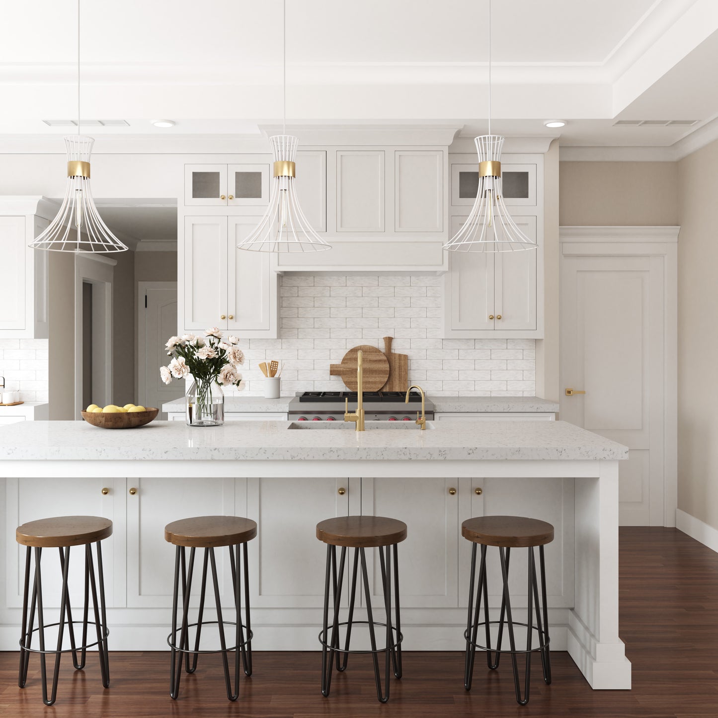 Zenith 1-Light White & Gold Pendant Light