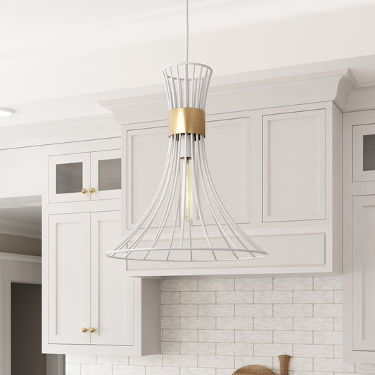 Zenith 1-Light White & Gold Pendant Light