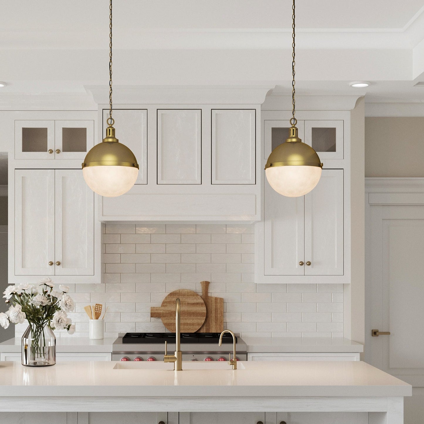 Aaron 12" 2-Light Gold Dimmable Pendant Light