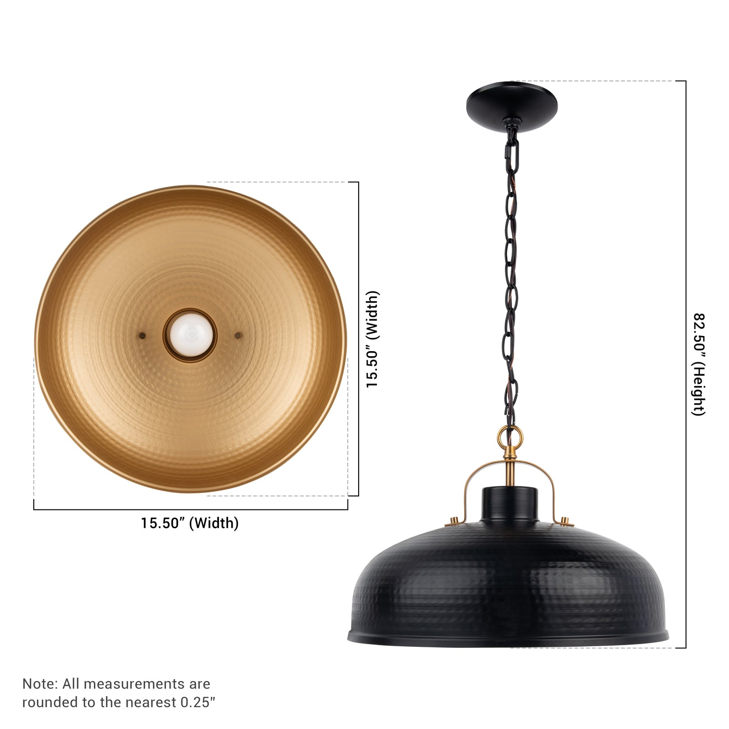 Ambert 1-Light Black Rustic Metal Pendant Light