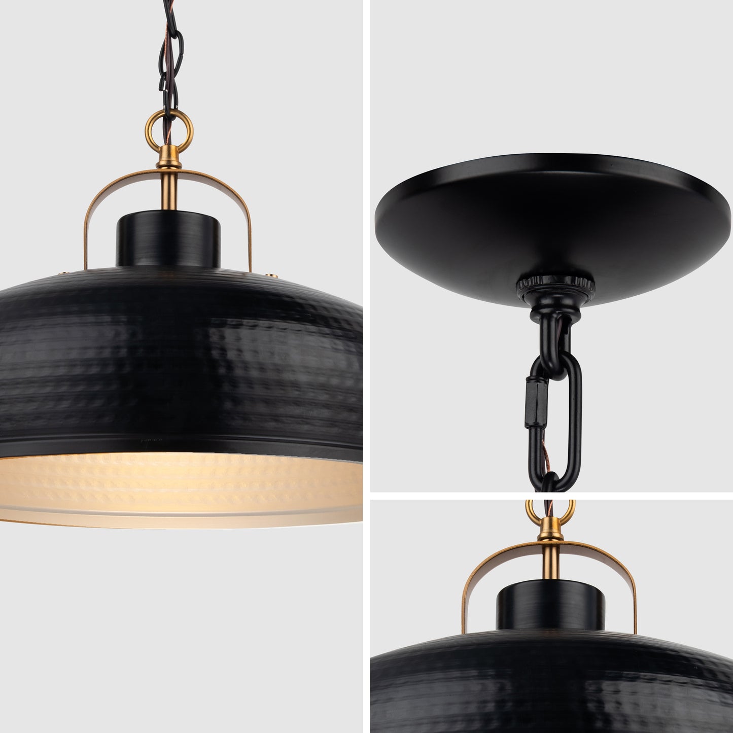 Ambert 1-Light Black Rustic Metal Pendant Light