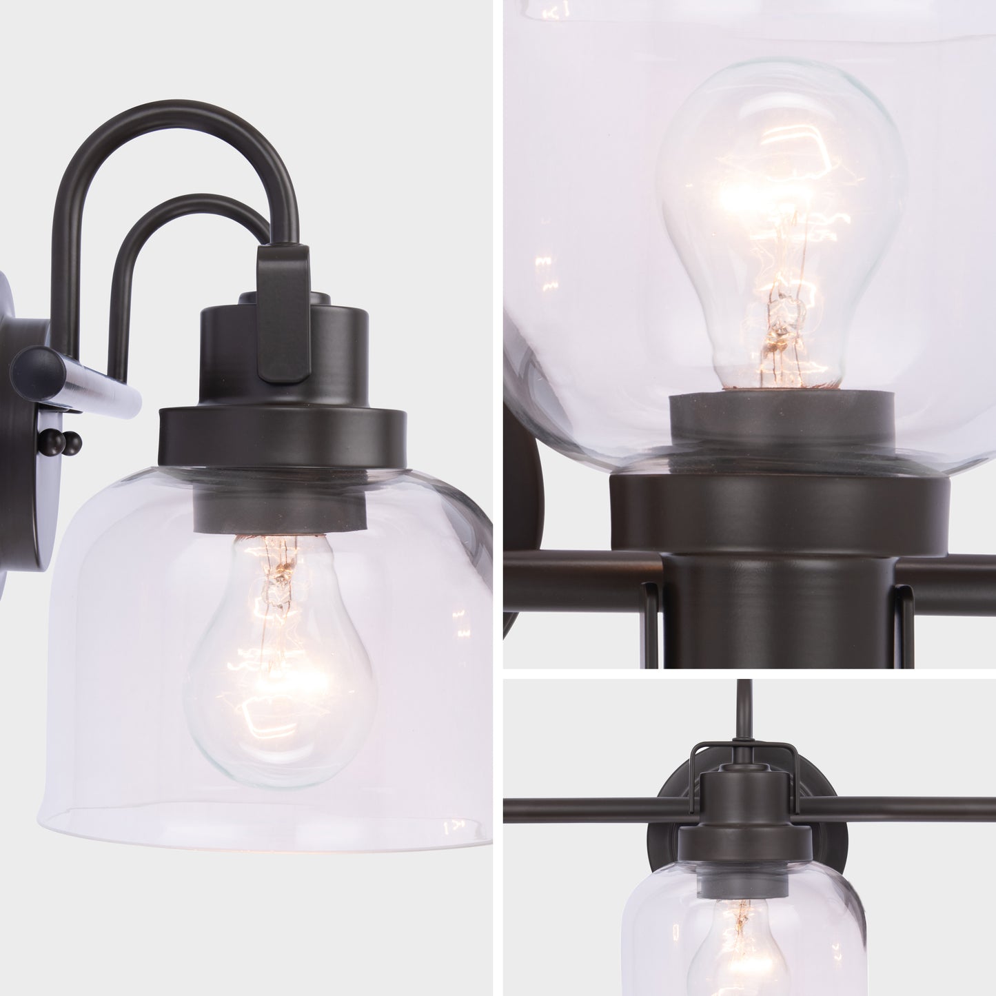 Brighton 3-Light Dark Bronze Dimmable Bathroom Vanity Light