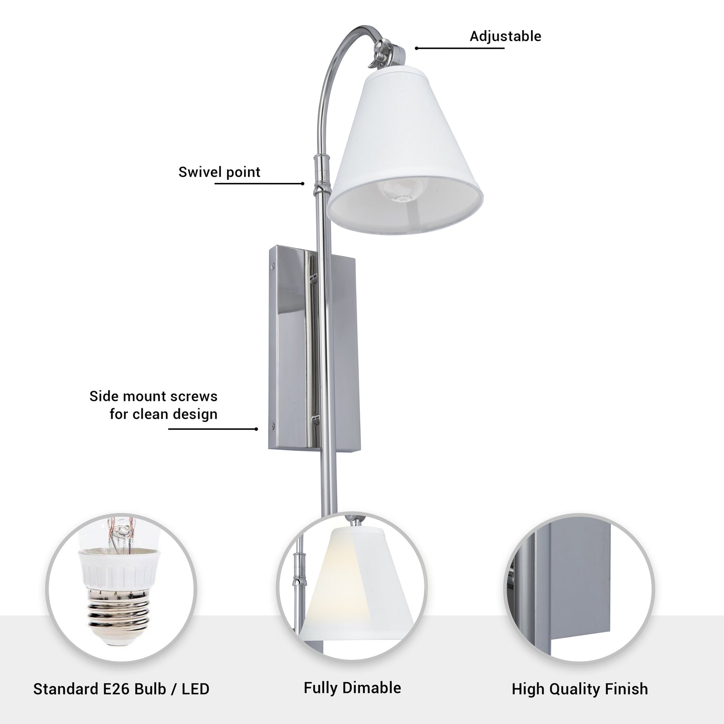 Danica 1-Light Polished Chrome Dimmable Wall Sconce