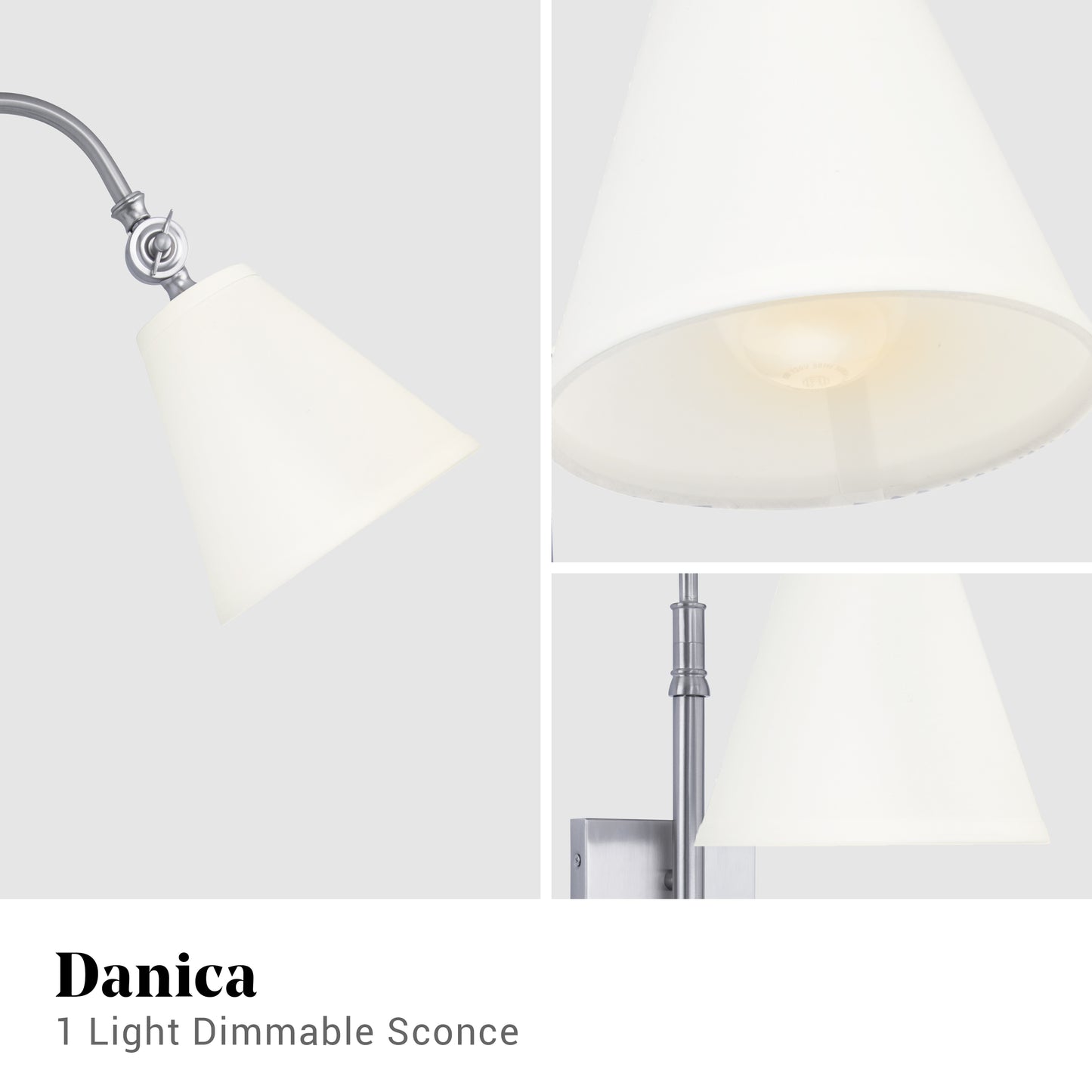Danica 1-Light Silver Dimmable Wall Sconce