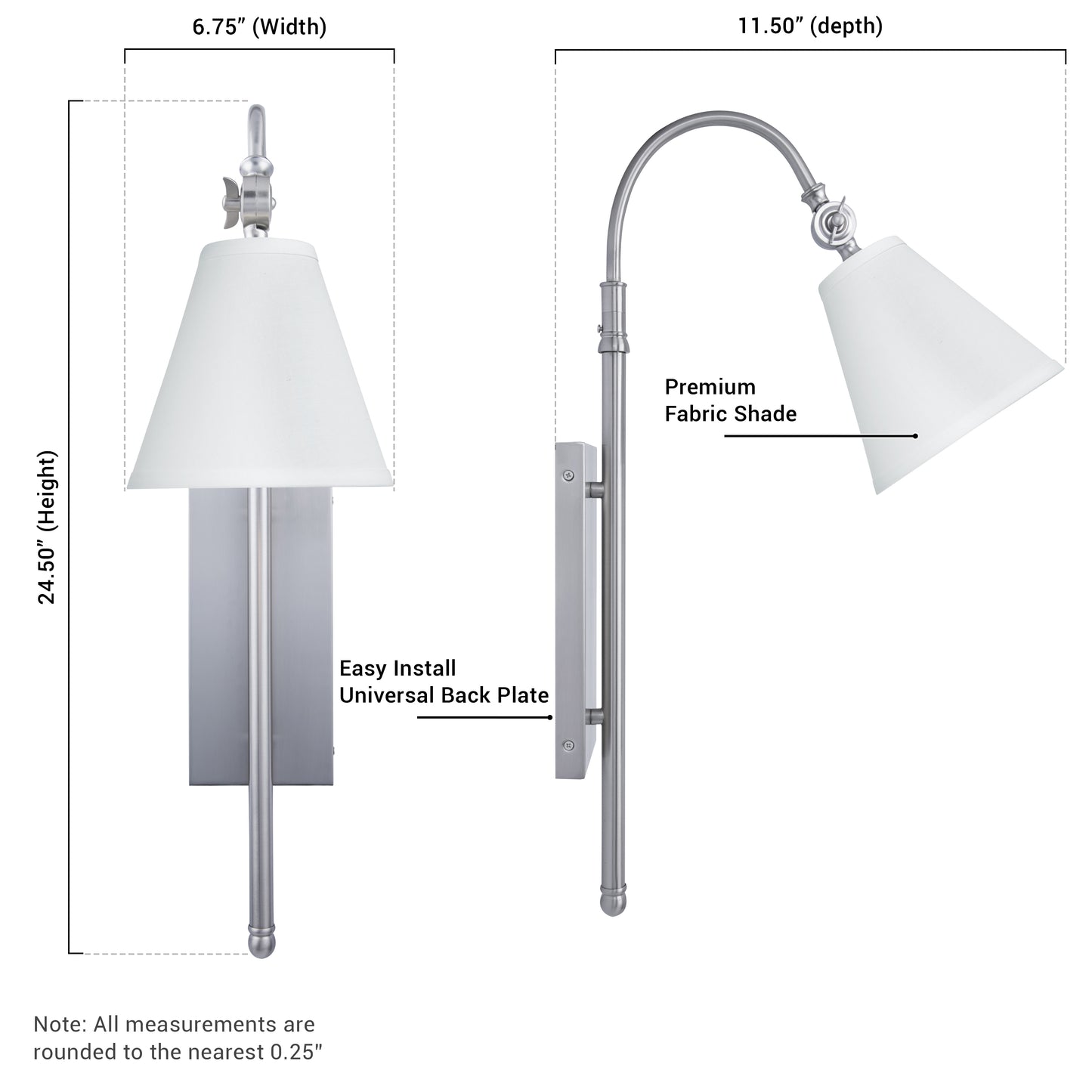 Danica 1-Light Silver Dimmable Wall Sconce