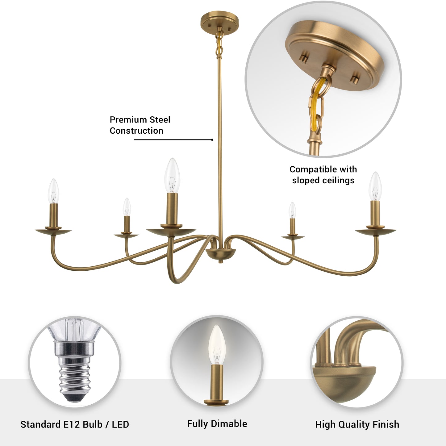 Ellie Gold 5-Light Elegant Traditional Chandelier