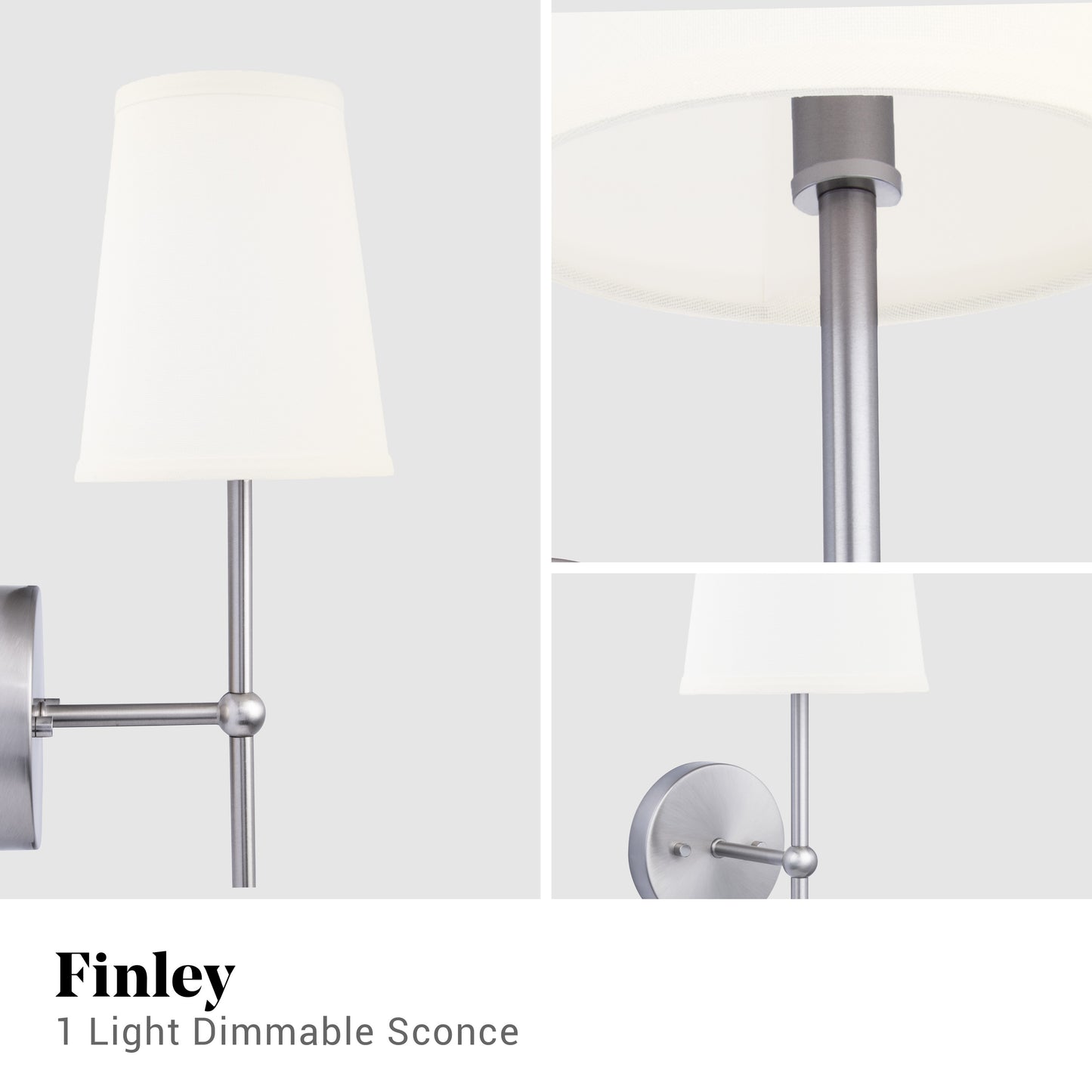 Finley 1-Light Brushed Nickel Dimmable Bathroom Wall Sconce