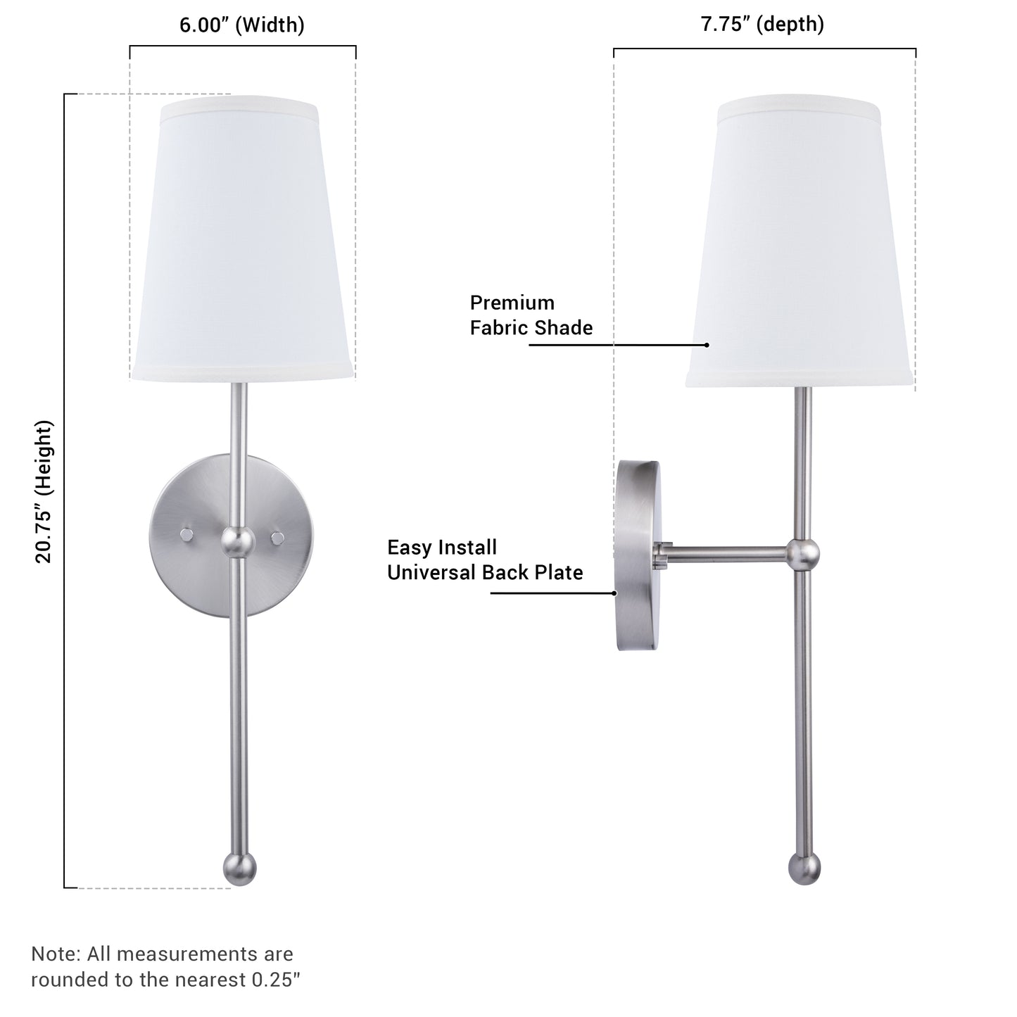 Finley 1-Light Brushed Nickel Dimmable Bathroom Wall Sconce