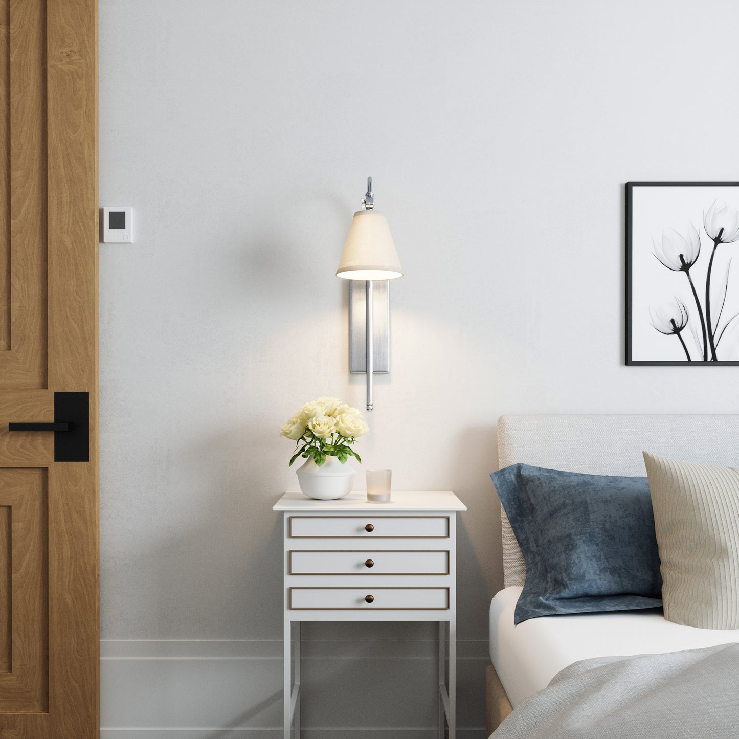 Danica 1-Light Silver Dimmable Wall Sconce
