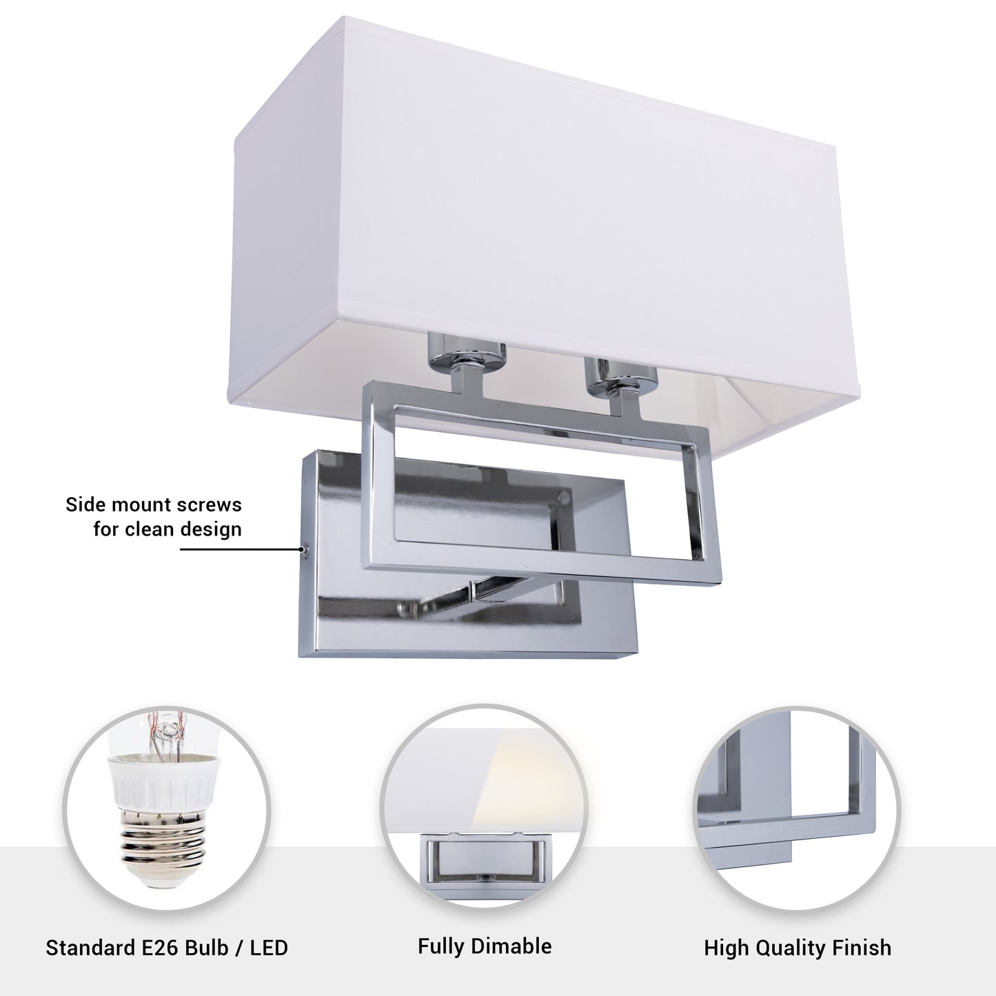 Pressley 2-Light Chrome Dimmable Wall Sconce