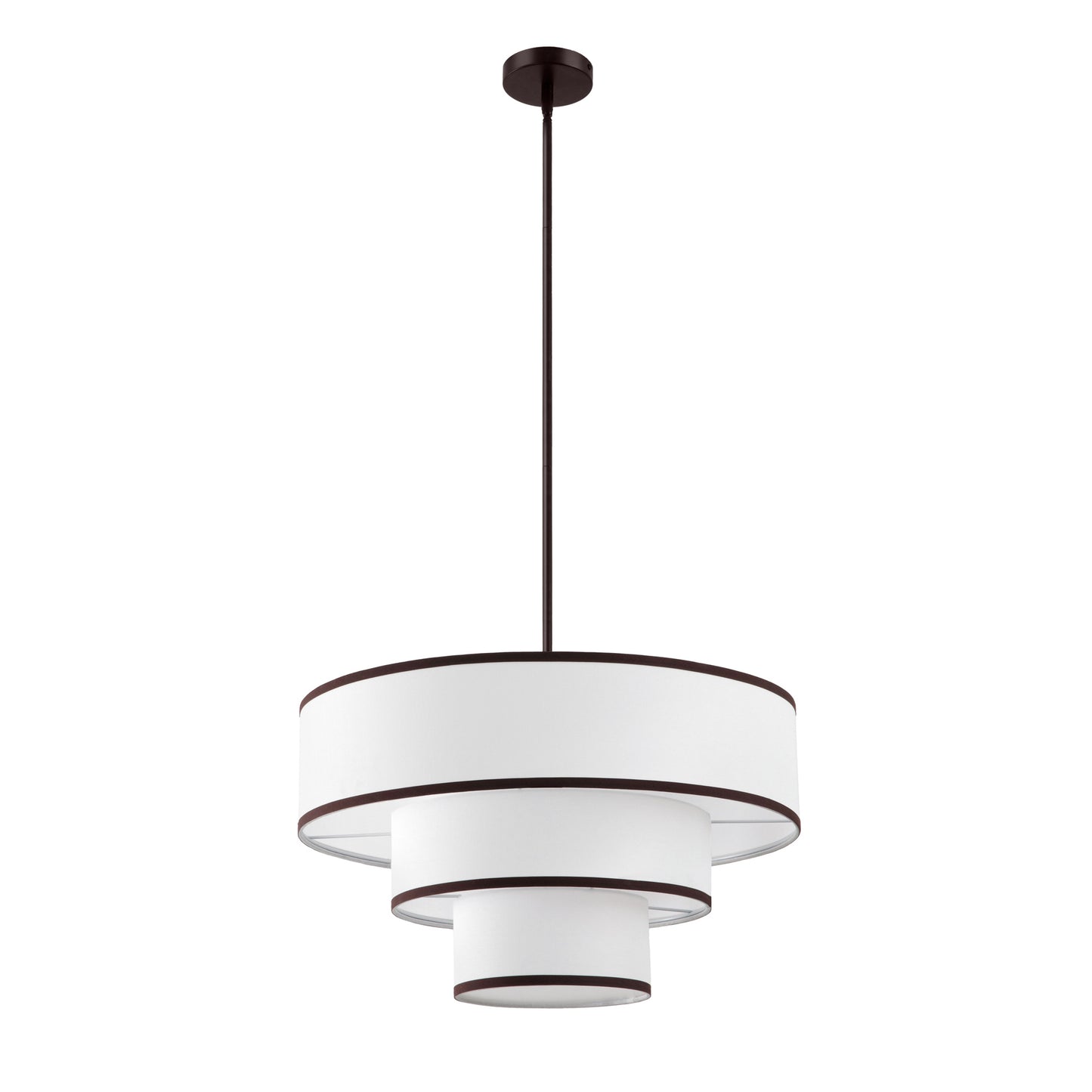 Modern Chandelier 24" 5-Light Bronze Tiered Drum Linen Shade