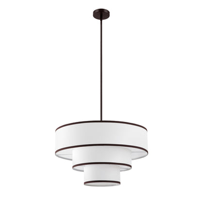 Modern Chandelier 24" 5-Light Bronze Tiered Drum Linen Shade