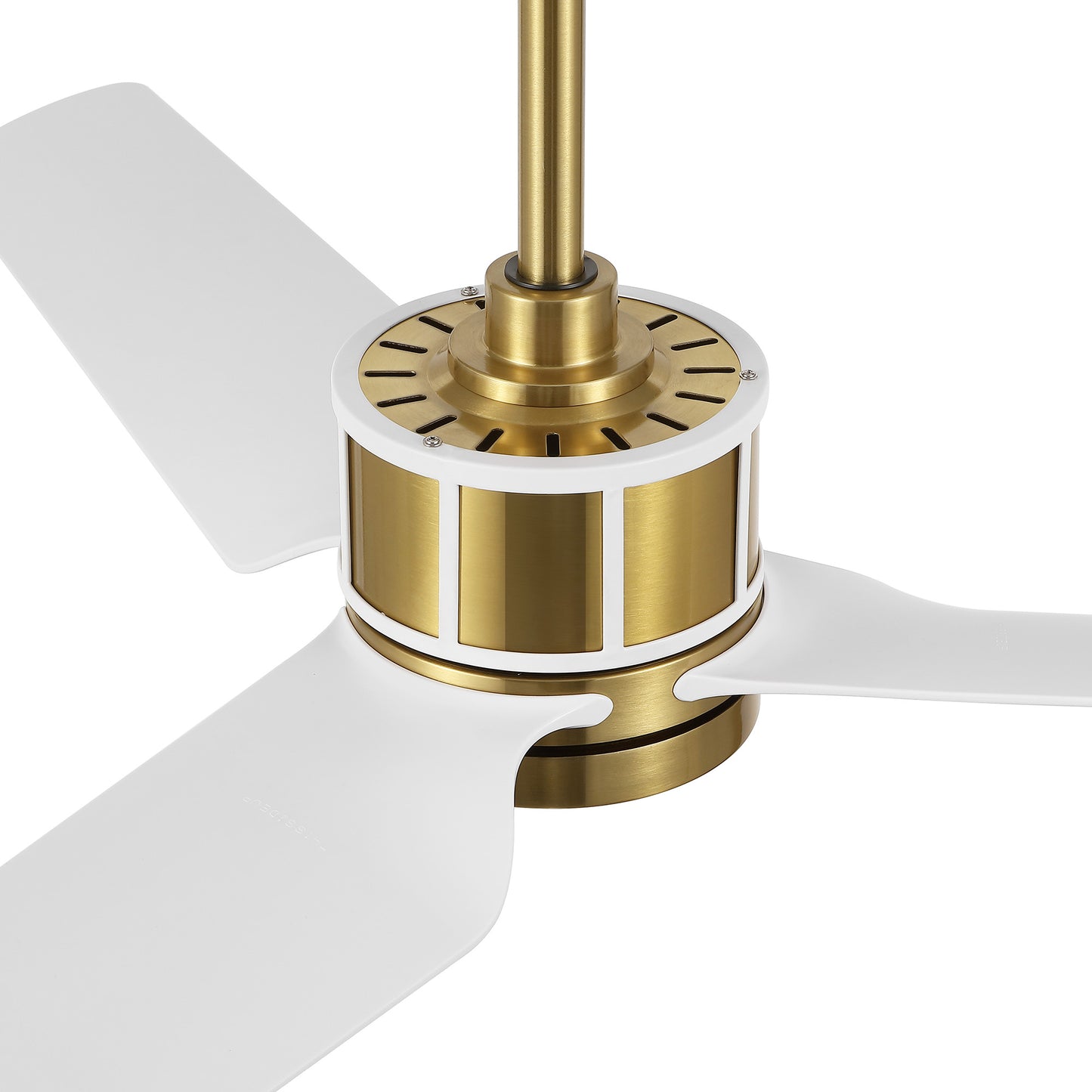 52" Gold and White Ceiling Fan with LED Light and Remote – Modern Wood Blade Fan