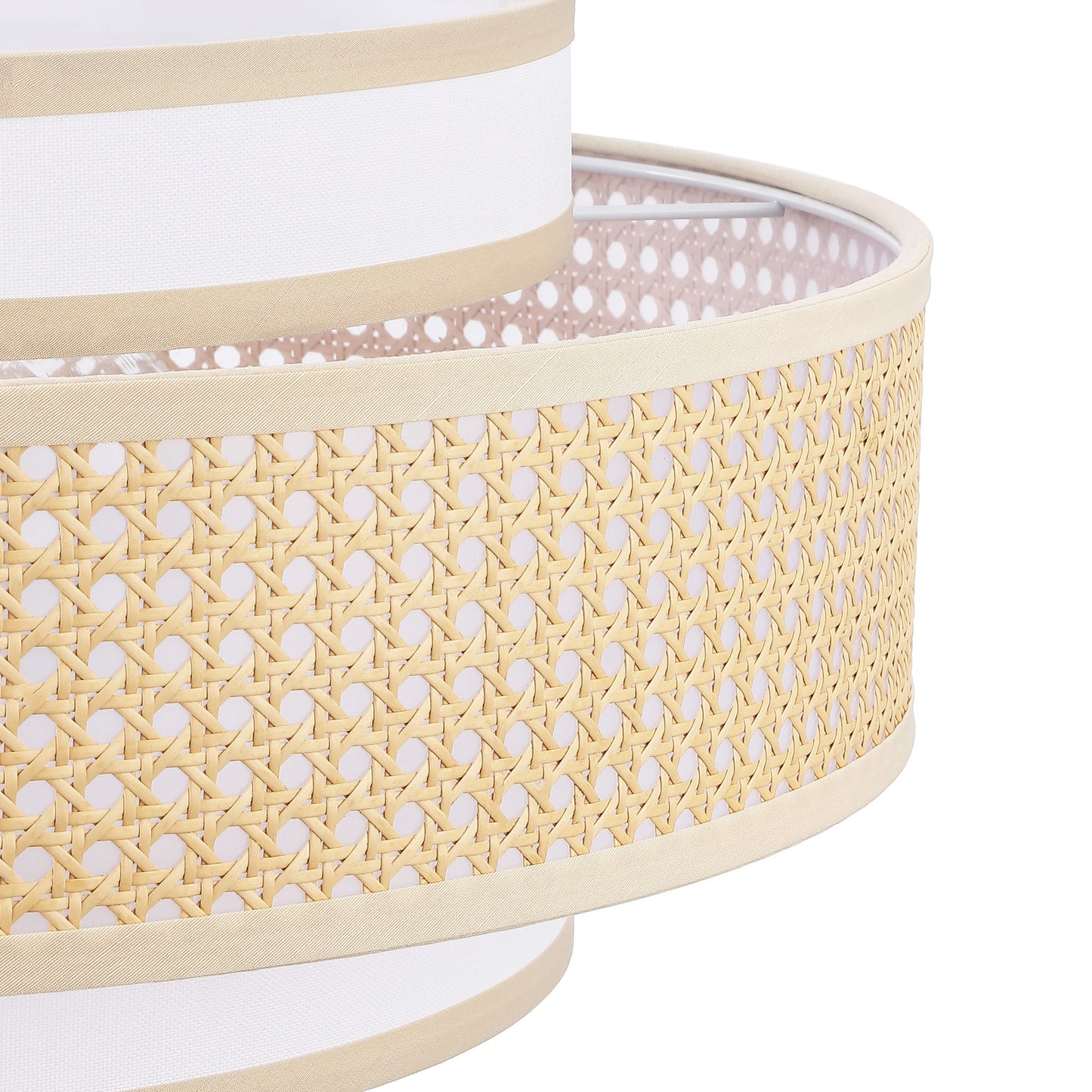 Modern Chandelier Black 24" 5-Light Woven Rattan Shade