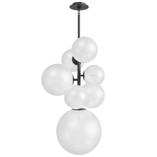 Delilah 7-Light Matte Black White Globe Pendant Light