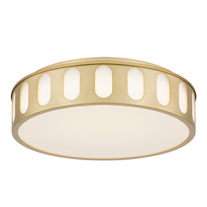 Bantom 15" Antique Brass LED Flush Mount Ceiling Light