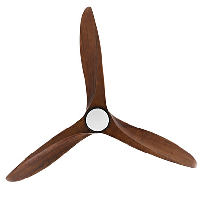 60" Black Ceiling Fan with Walnut Wood Blades and LED Light – Modern Remote Fan