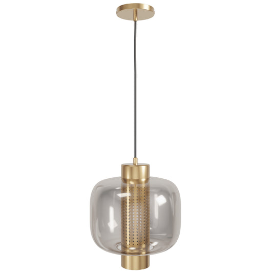 Cosmopolitan 11" 1-Light Aged Brass Glass Pendant Light