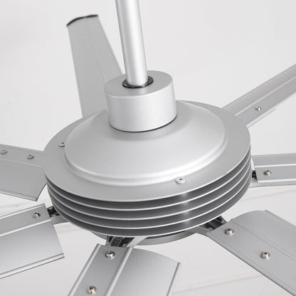 Ceiling Fan Industrial 100" Modern Silver 7-Blade LED Light