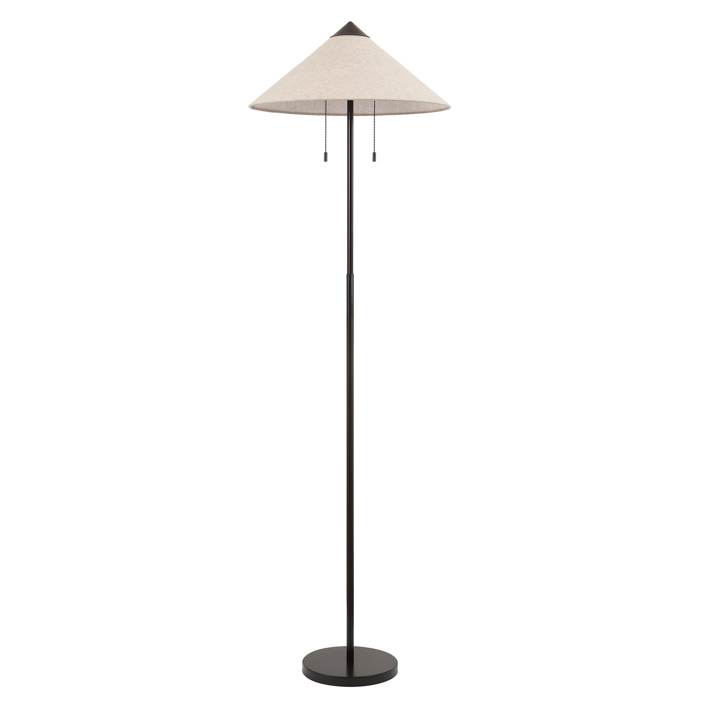 Floor Lamp Traditional Black 68" 2-Light Linen Shade