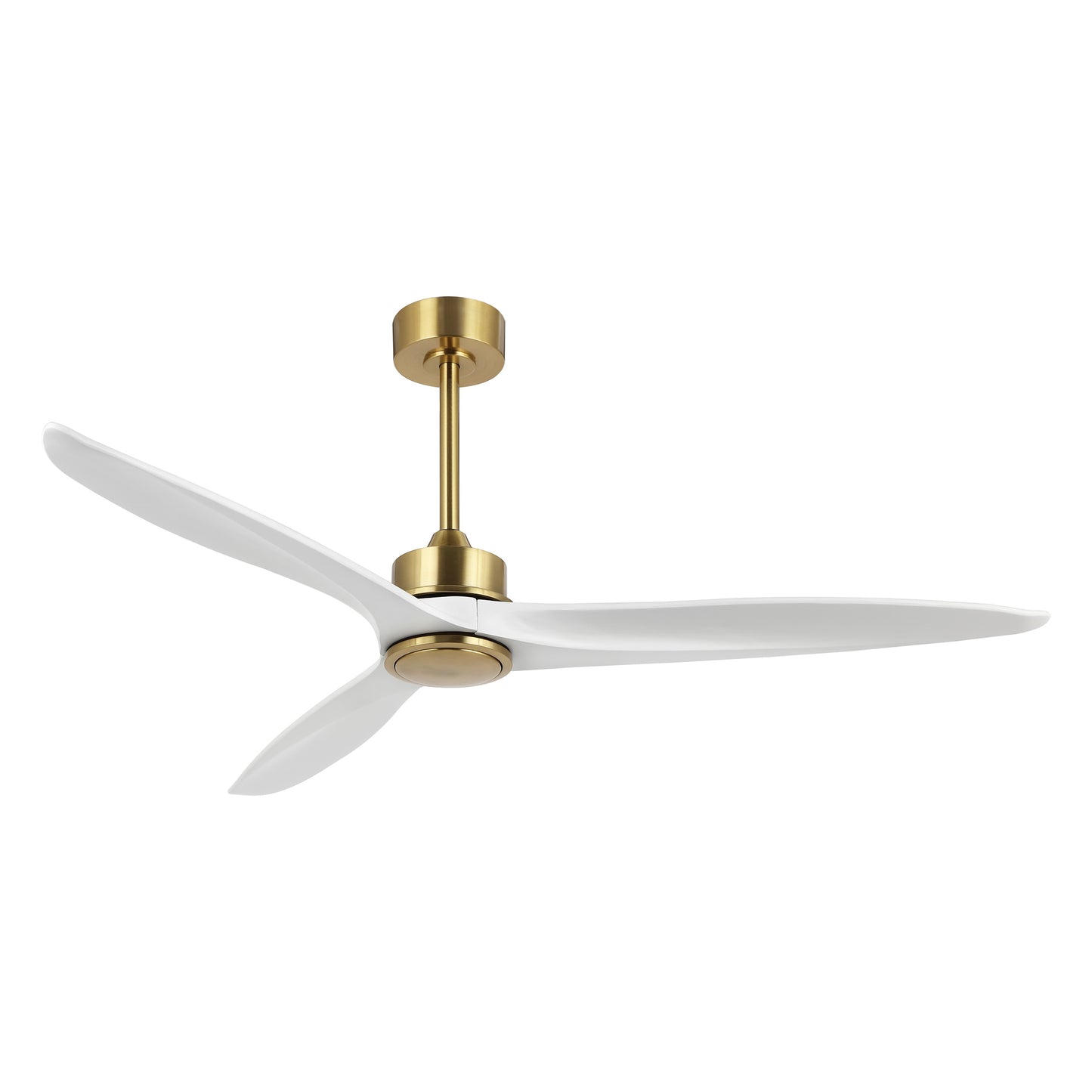 60" Gold Ceiling Fan with White Wood Blades – Modern 3-Blade Fan with Remote