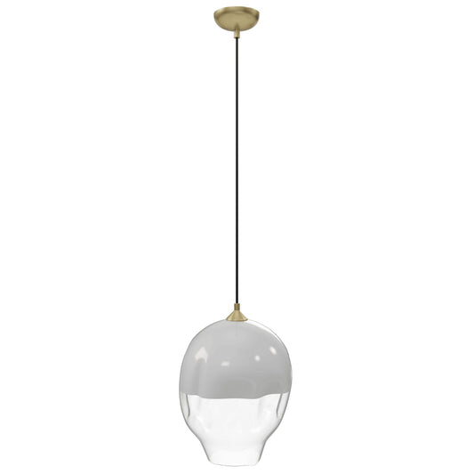 Sonoma Ave 1-Light 11.8" White & Clear Globe Pendant Light