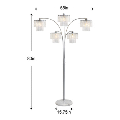 Brio 80" 5-Light Modern Crystal Arc Floor Lamp
