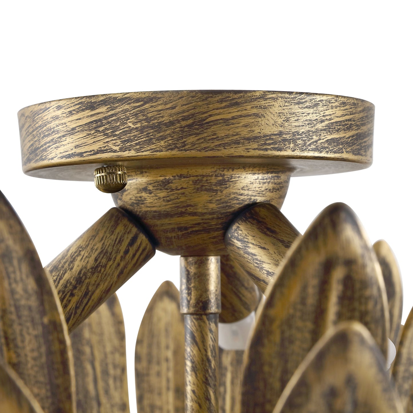 Gold Semi-Flush Mount Light 15" Hand Painted 3-Light Fixture