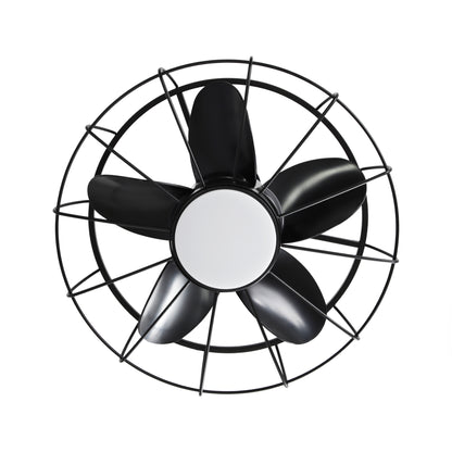 20" Indoor/Outdoor Black Industrial Plug-In Ceiling Fan with Light