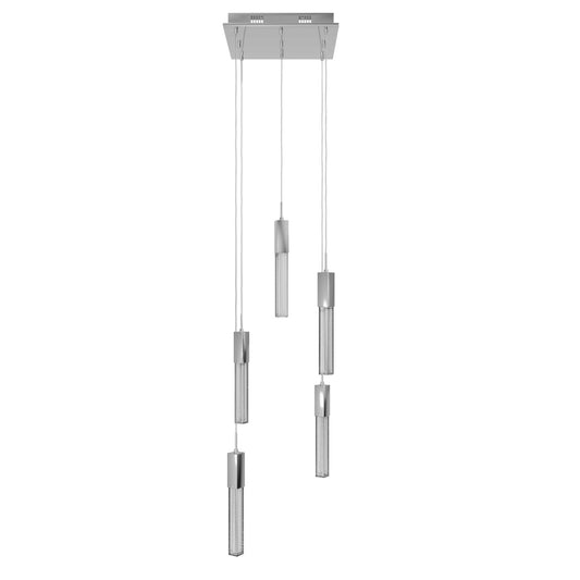 Boa 5-Light LED Polished Chrome Studded Glass Pendant Light