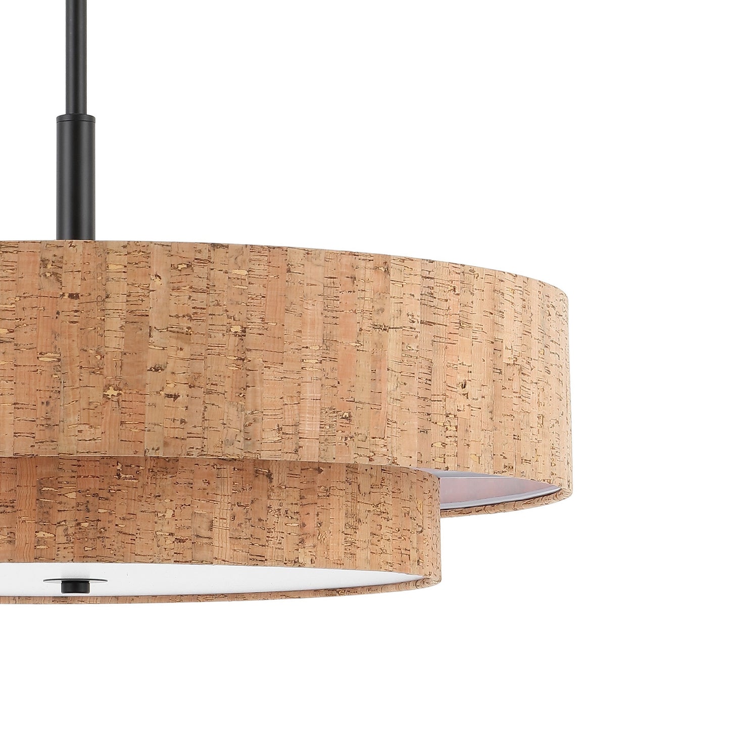 Modern Chandelier Natural Cork 24" 5-Light Black Fixture