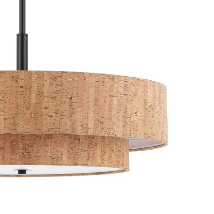 Modern Chandelier Natural Cork 24" 5-Light Black Fixture
